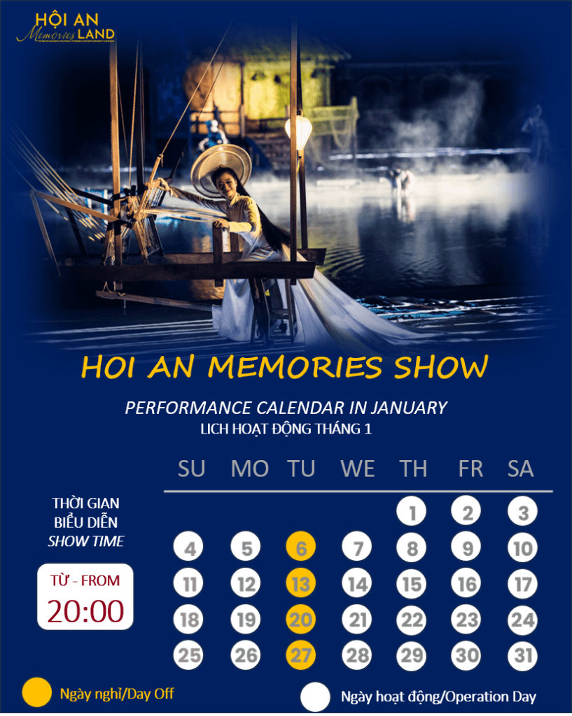Ky uc hoi an show, performace calendar in january