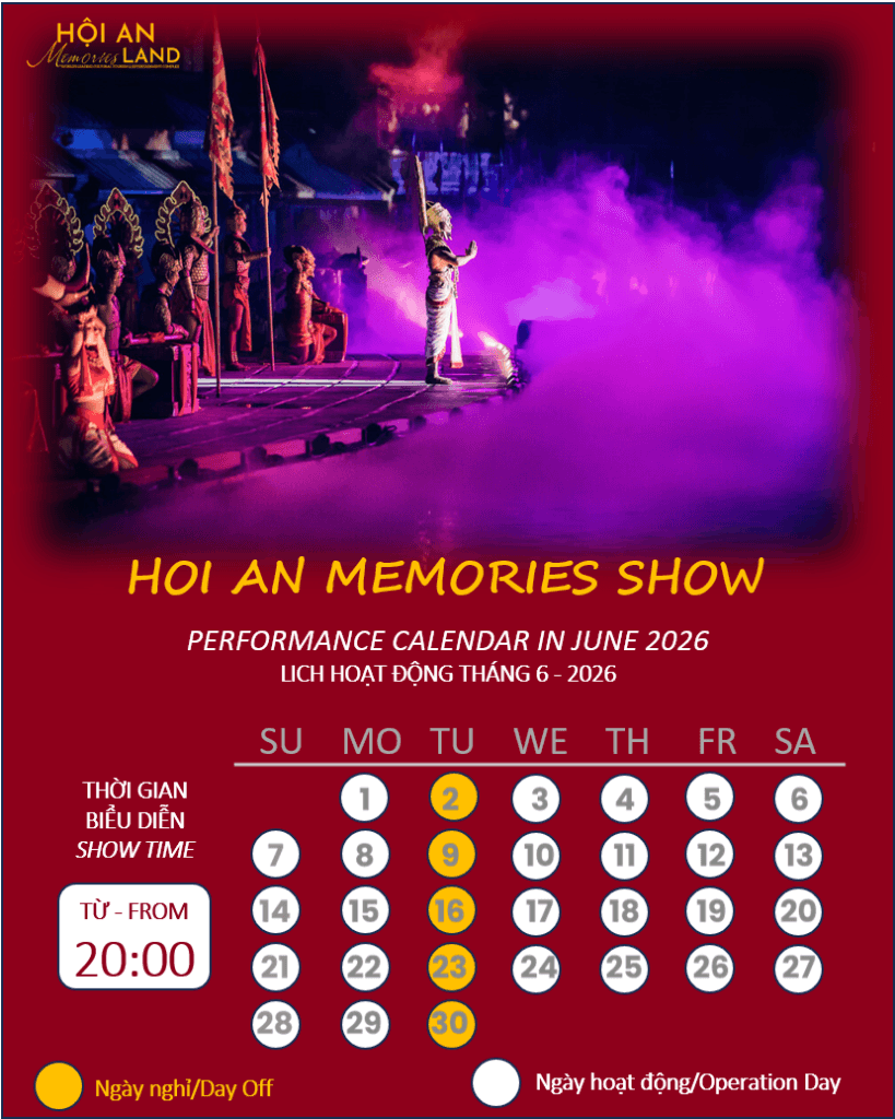 Hoi An Memories show, performace calendar in june 2026