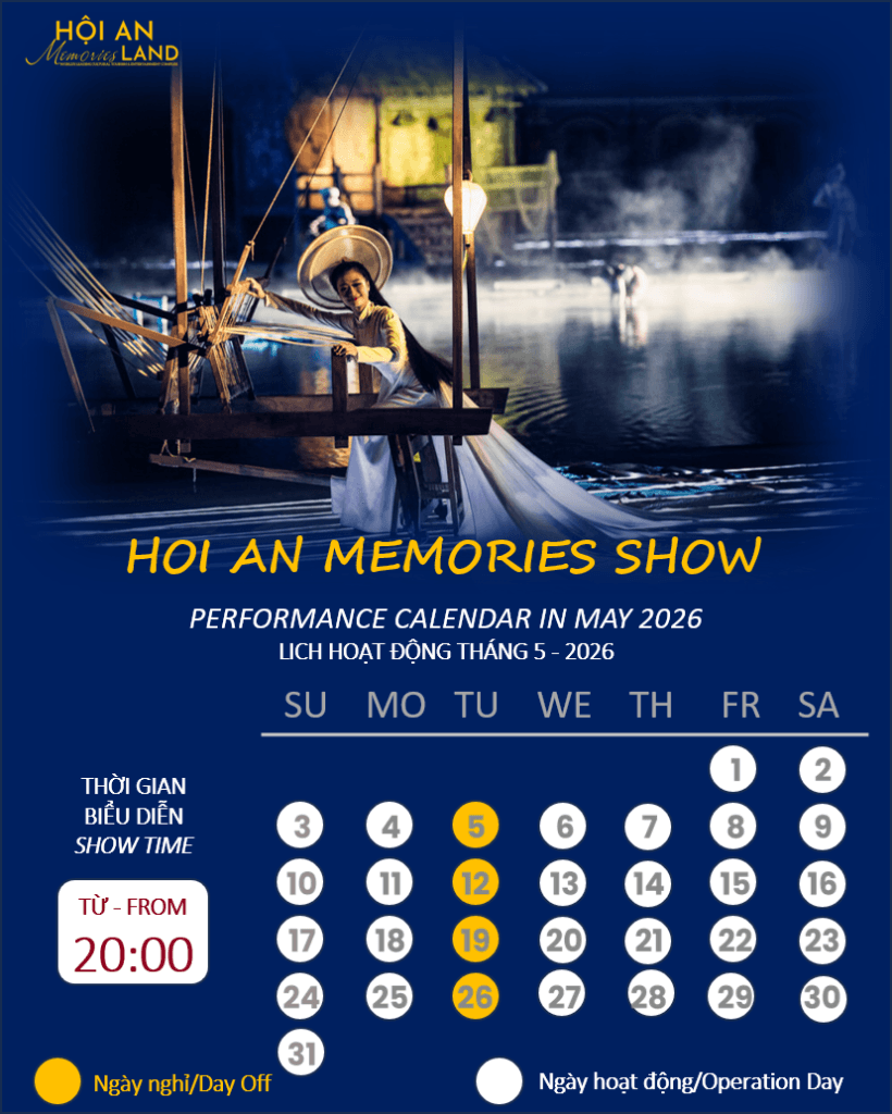Hoi An memories show, performace calendar in may 2026